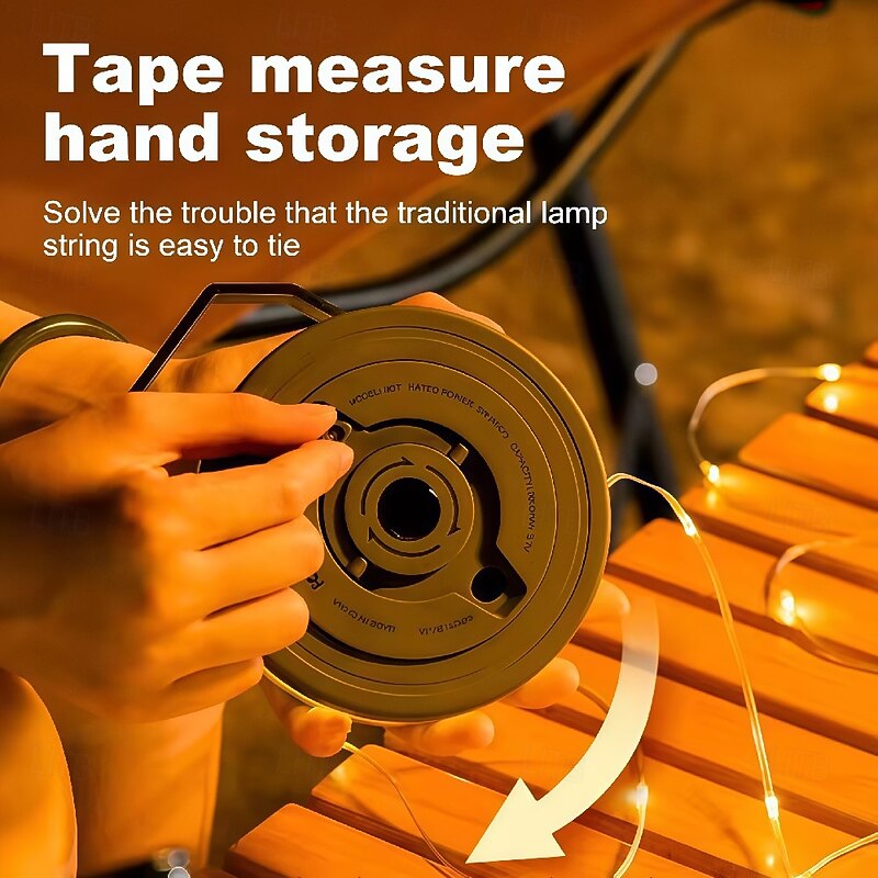 10M Camping String Lights Multi Functional Outdoor Portable Camping Tape Measure Light Warning Light Canopy Light Led Light String Camping Tent Atmosphere Light Courtyard Garden Decoration Light Usb Charging  1PC3