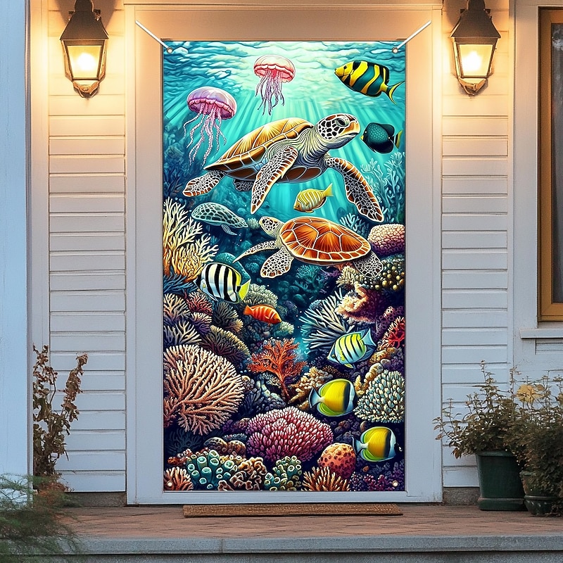 Ocean Creatures Door Decorations Door Covers Door Tapestry Door Curtain Decoration Backdrop Indoor/Outdoor Door Banner for Front Door Farmhouse4