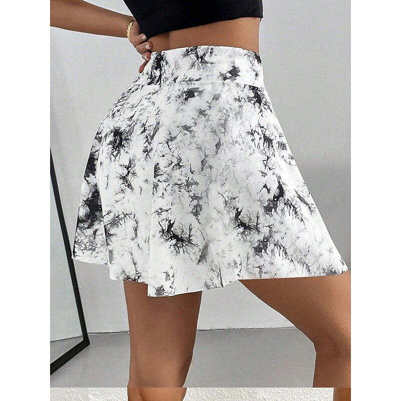 Women's Short Skirt culottes Slim Fashion Casual Mini High Waist Skirts Graphic Tie Dye Stretchy Daily White Pink Gray Summer Knit Polyester2