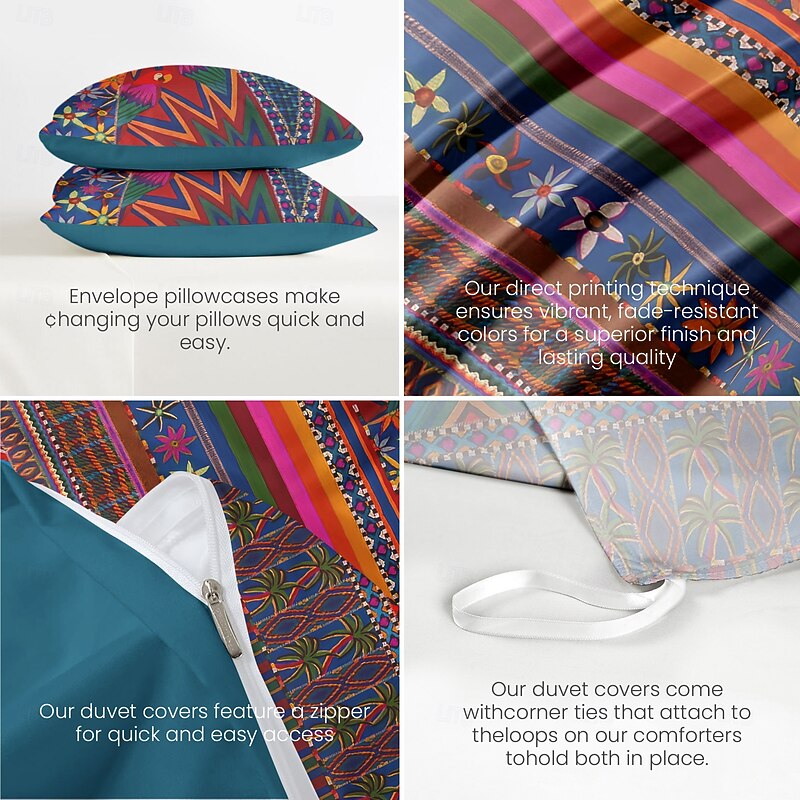 Mexican Pattern Duvet Cover Set 100% Cotton Soft and Breathable Bedding Featuring Tropical Parrot Lightweight and Durable Quilt Cover Comfortable for All Seasons Easy to Care3