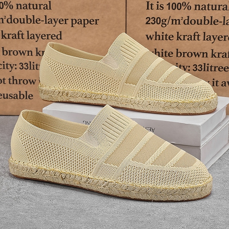 Men's Beige Vacation Espadrilles with Woven Design – Comfortable and Stylish Footwear for Summer and Beach Outings3