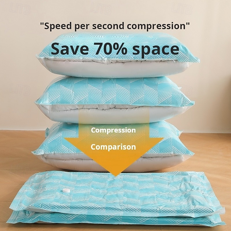 5 Pack Vacuum Storage Bags with Hand Pump, Space Saver Compression Bags for Clothes, Comforters, Duvets, Jackets, Dustproof Seal Vacuum Bags for Travel and Home Organization3