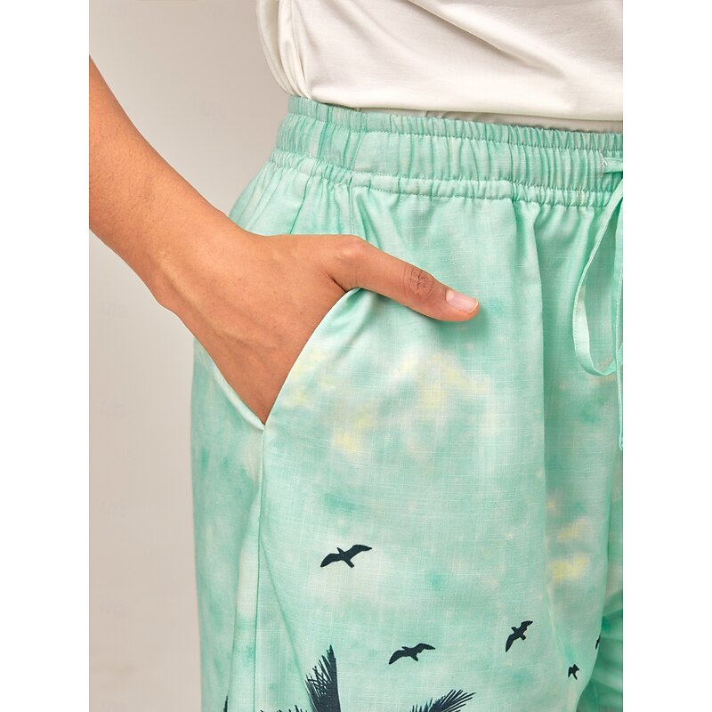 Beach Palm Tree Silhouette Wide Legged Pants3