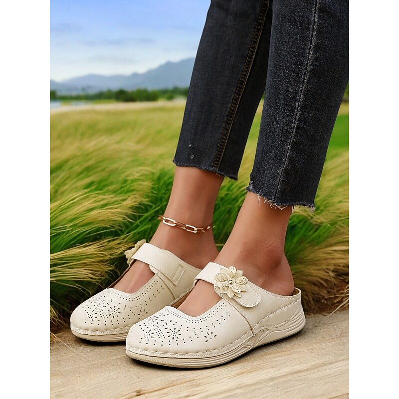Women's Floral Decorated Mary Jane Mules – Cute Comfortable Style for Casual Outings, Shopping & Everyday Wear2