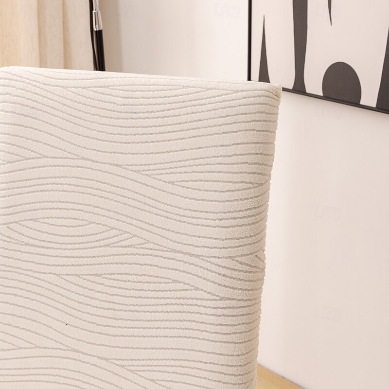 1/4/6Pcs Dining Chair Cover Slipcovers Simple Geometric Lines Jacquard Slipcovers3