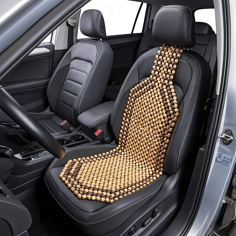 Natural Wooden Bead Car Seat Cushion Universal Fit Cooling Massage Ventilated Seat Cover for Summer
