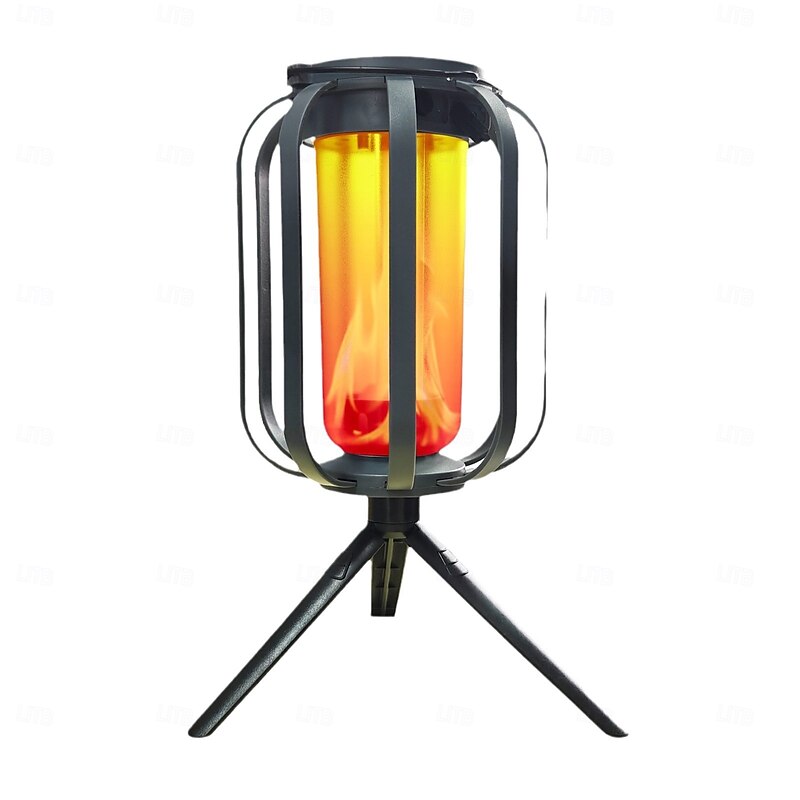Solar Lanterns Camping Light with tripod Flickering Flame 4 Color Gradient USB Rechargeable Outdoor IPX4 Waterproof Desk Lamp for Camping Courtyard Landscape Festival Decorations 1PC2
