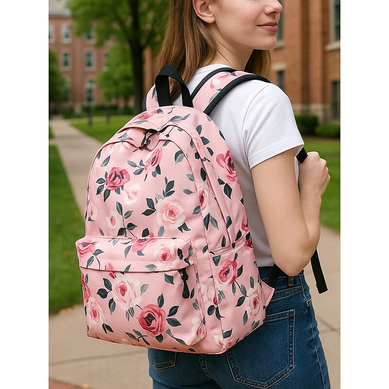 Girls' 3-Piece Floral Backpack Set with Insulated Lunch Bag and Pencil Case – Lightweight Waterproof School Bag for Teens and Students2