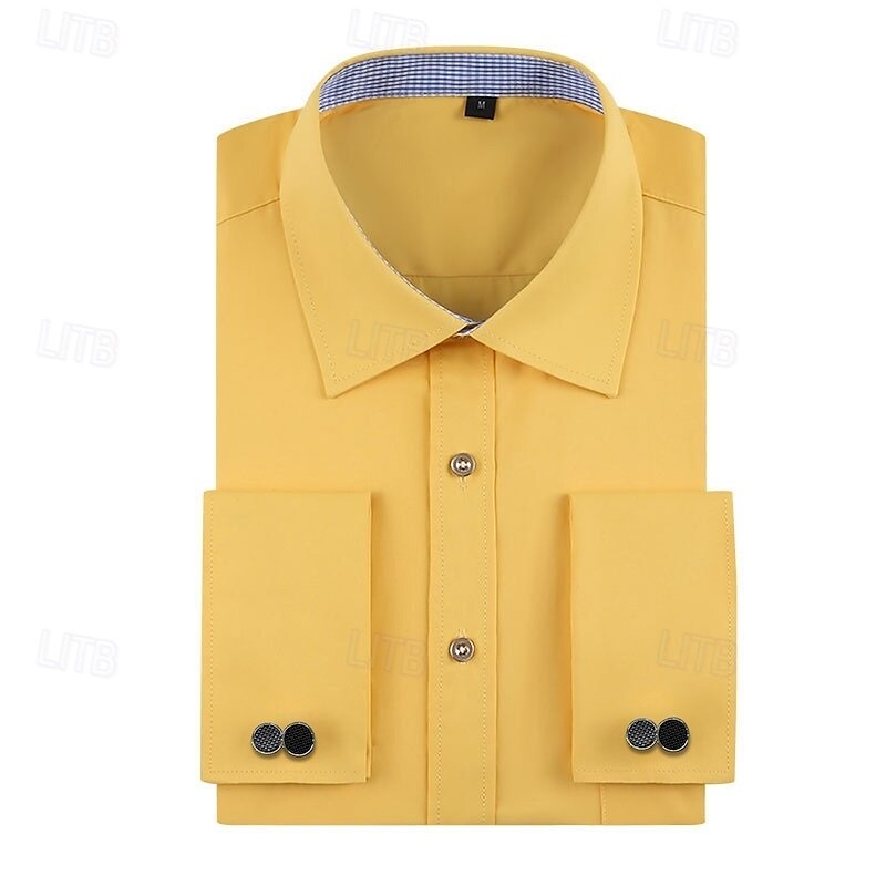 Men's Shirt Dress Shirt Button Up Shirt Line Wedding Daily Black White Yellow Sky Blue Long Sleeve Turndown Spring &  Fall Clothing Apparel Pocket3