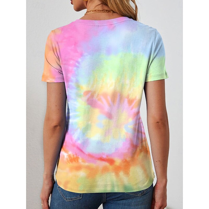 Women's T Shirt Graphic Animal Letter Stylish Casual Short Sleeve V Neck Regular Tops Daily Print Pink Summer Spring2