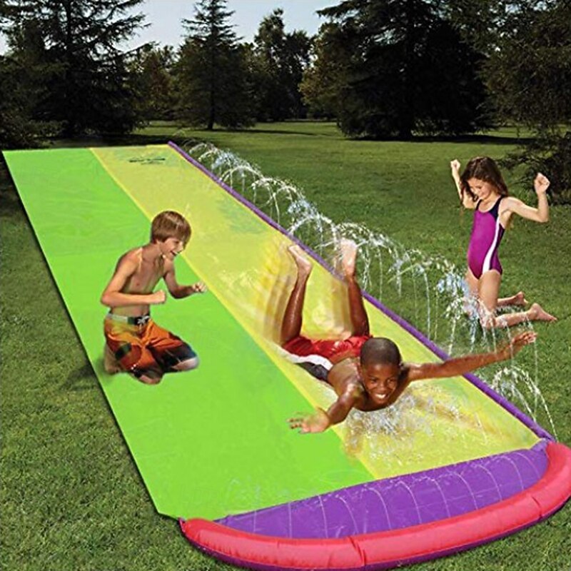 15.75*4.6ft Water Slides and 2 Bodyboards Lawn Water Slide Summer Slip Waterslides Water Toy with Build in Sprinkler for Backyard Outdoor Water Fun for Kids