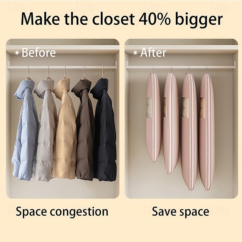 Space Saving Hanging Garment Bag with Self Compression Zipper, Self Compression Zip Garment Bags, Space Saving Hanging Bag, Protects Clothes from Wrinkles3