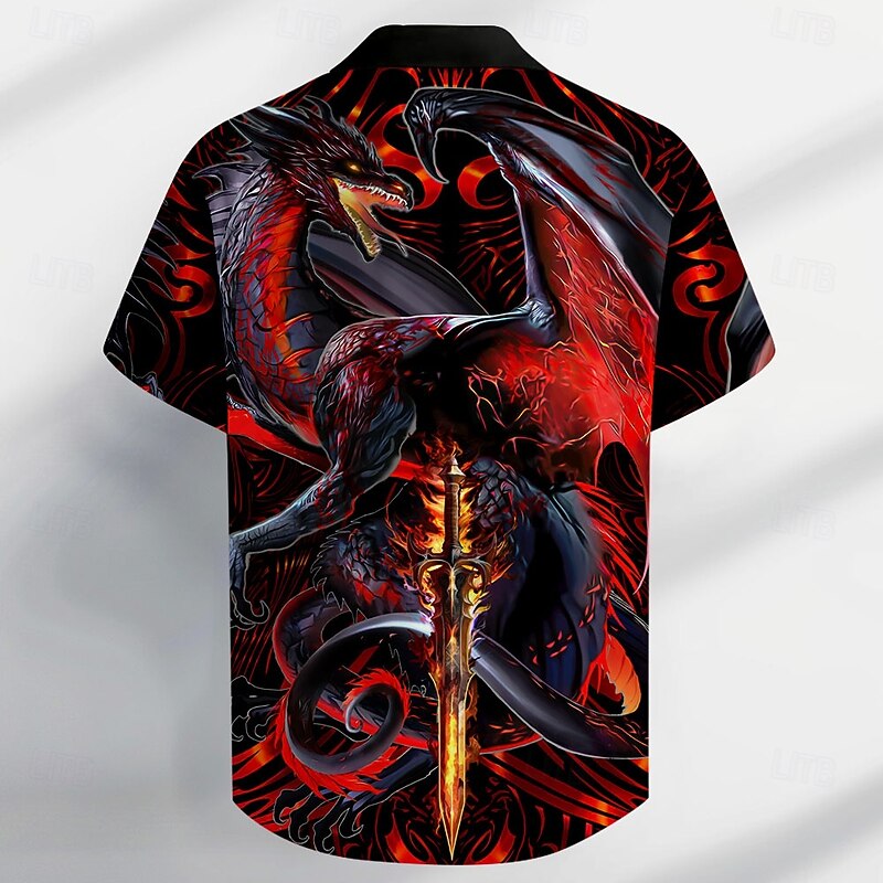 Dragonblade WIDOWBLADE HIGH REZ by Ruth Thompson Men's Animal Dragon Button Up Shirt Short Sleeve Designer Shirt Limited Artist Edition2