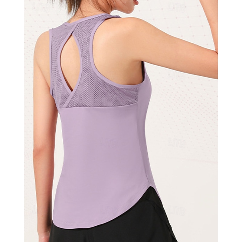 Women's Solid Colored Workout Tank Top Sport Shirt Sports Tank Top Tank Top Sleeveless Tennis Golf Pickleball Crew Neck Cutout Back Mesh Back Black Purple Green Tennis Clothing