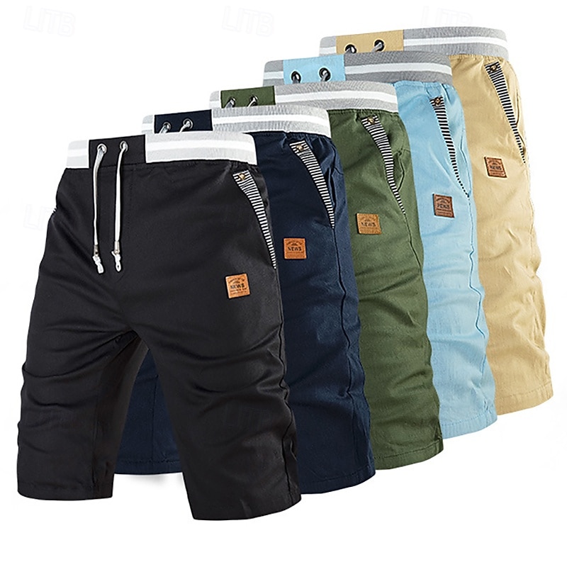 Men's Dress Shorts Burmuda Shorts Work Shorts Pocket Drawstring Plain Comfort Breathable Knee Length Outdoor Business Fashion Casual Black Blue