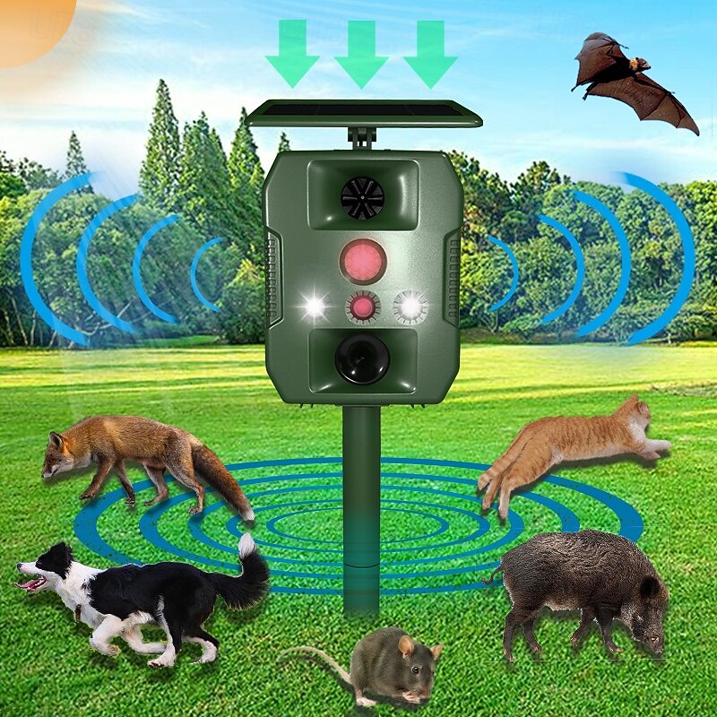Solar Repeller High-power Ultrasonic Repeller Waterproof LED Voice Alarm Repeller4