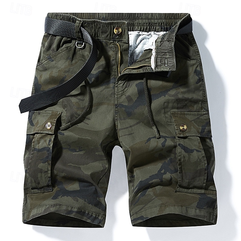Men's Cargo Shorts Camo Shorts Shorts Summer Shorts Multi Pocket Camo / Camouflage Comfort Wearable Knee Length Outdoor Sport Daily Fashion Casual Army Green Khaki4