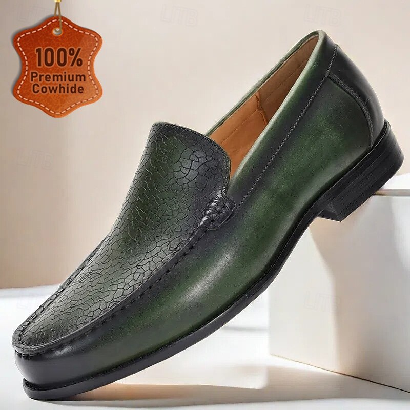 Men's Black Leather Loafers with Woven Design – Kentucky Derby Shoes for Elegant and Formal Events