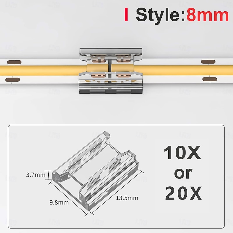 COB LED Strip Connectors 8mm 10mm 2 Pin COB LED Strip Connectors 10PCS 20PCS I-Shaped L-Shaped Board to Board Corner Connectors Transparent and Gapless LED Tape Light Connectors Suitable for DIY COB4