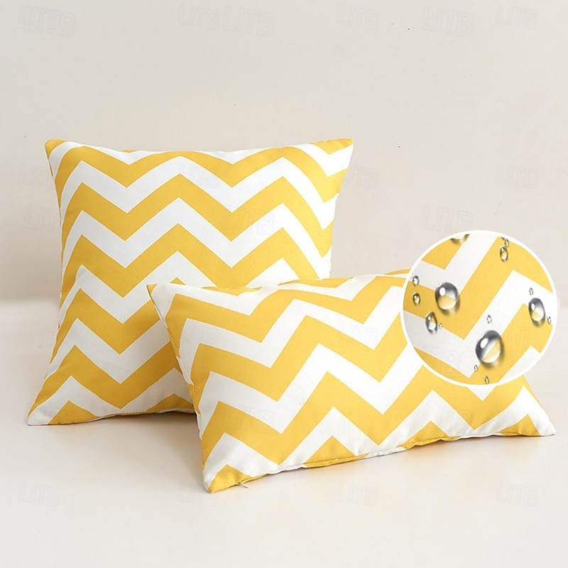 Outdoor Waterproof Pillow Cover Striped for Patio Garden Sofa Couch Livingroom