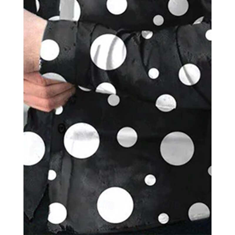 Men's Shirt Summer Shirt Casual Shirt Beach Shirt Button Up Shirt Black Long Sleeve Polka Dot Lapel Vacation Hawaiian Button-Down Clothing Apparel Polyester Fashion Casual Comfortable3