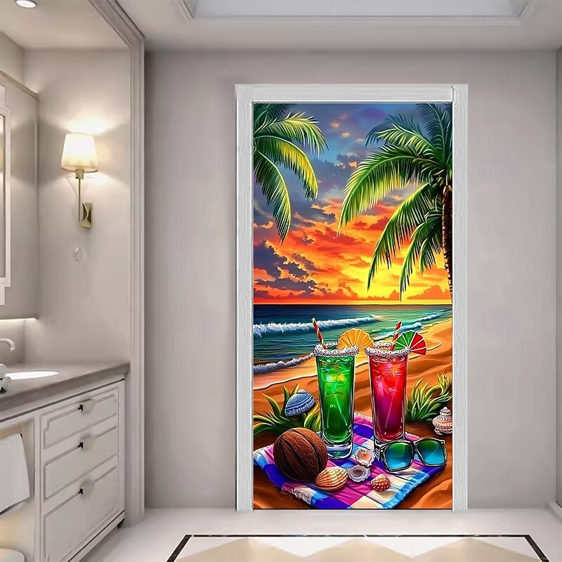 Beach Drinking Door Decorations Door Covers Door Tapestry Door Curtain Decoration Backdrop Indoor/Outdoor Door Banner for Front Door Farmhouse2