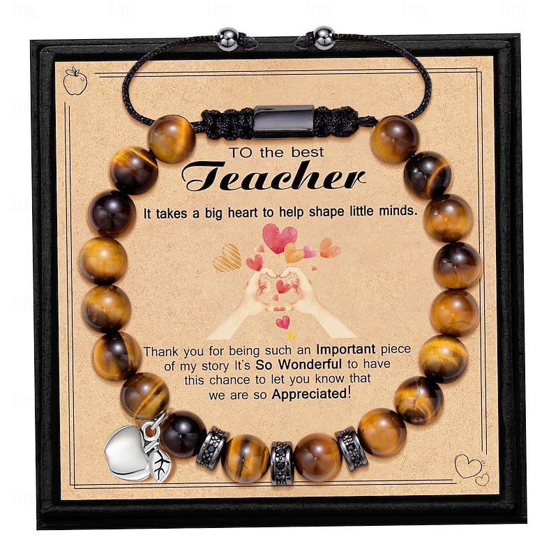 Teacher Appreciation Bracelet Cute Handmade Ploymer Clay Bracelet Love Teach Inspire Letter Beaded Stretch Bracelet for Women Back to School Jewelry Teacher Graduation Gift3