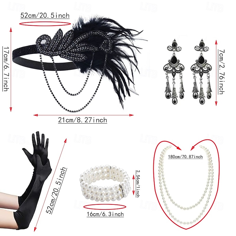 1920s The Great Gatsby Flapper Headband The Great Gatsby Sequins Vintage Fashion Collarless Fancy Dress Women's Halloween Carnival Masquerade Party Masquerade Festival Adults' 1 Bracelet Gloves4