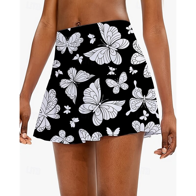 Women's Floral Tennis Skirts with Shorts Pocket Quick Dry Tennis Golf Badminton Skort Black White Navy Blue Tennis Clothing2