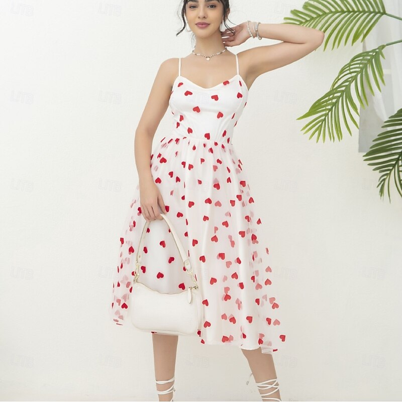 Retro Vintage 1950s Sparkle Midi Cocktail Dress Flare Dress Heart Fancy Dress Women's Vacation Homecoming Party & Evening Adults' Dress Summer3