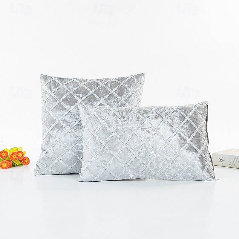 Velvet Striped Pattern Decorative Toss Pillows Cover 1PC Soft Square Couch Cushion Case Pillowcase for Bedroom Livingroom Sofa Chair Blue Red Silver Black2