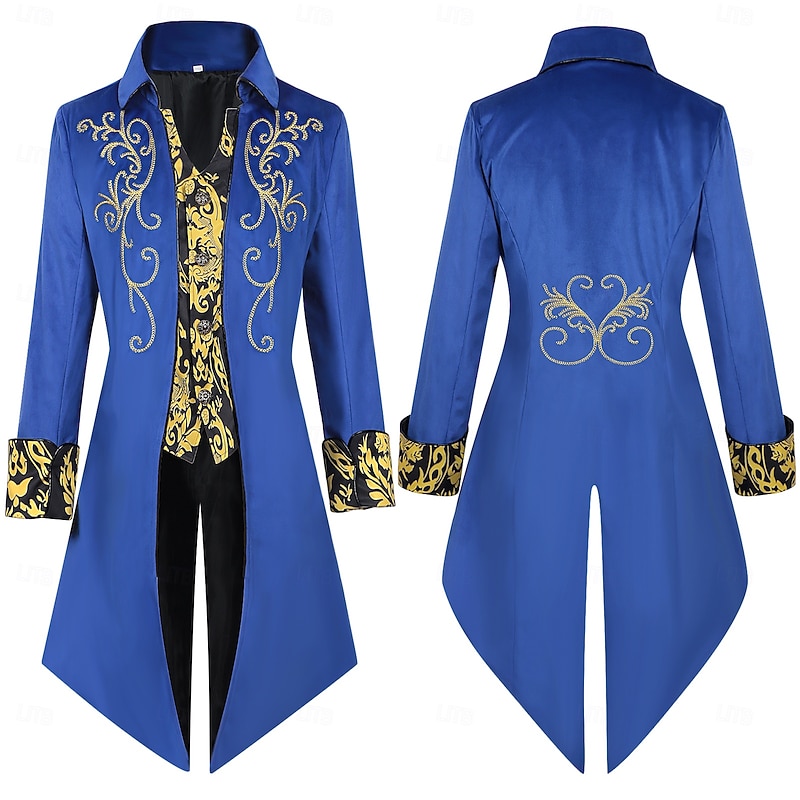 Retro Vintage Punk & Gothic Medieval Coat Tuxedo Tailcoat Fancy Dress Men's Royal Halloween Carnival Party LARP Ren Faire Adults' Coat All Seasons2
