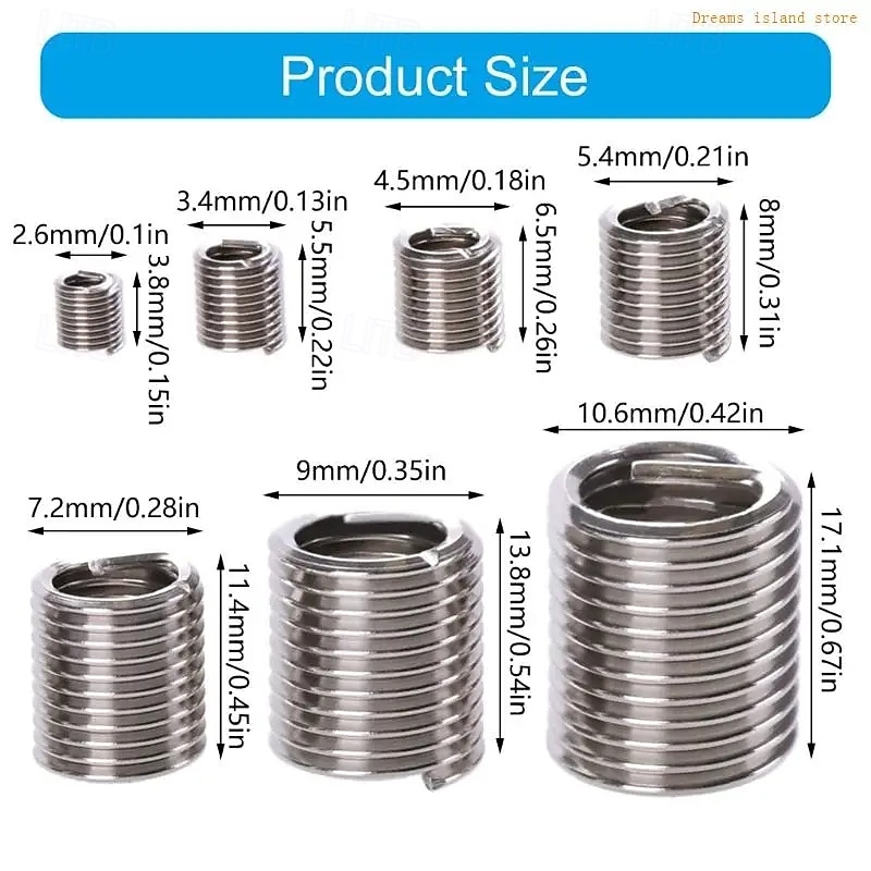 60pcs/set Thread Repair Kit Kit Coil Inserts Stainless Steel Thread Repair Kit M3 M4 M5 M6 M8 M10 Inserts for Avoiding The Damage of Thread4