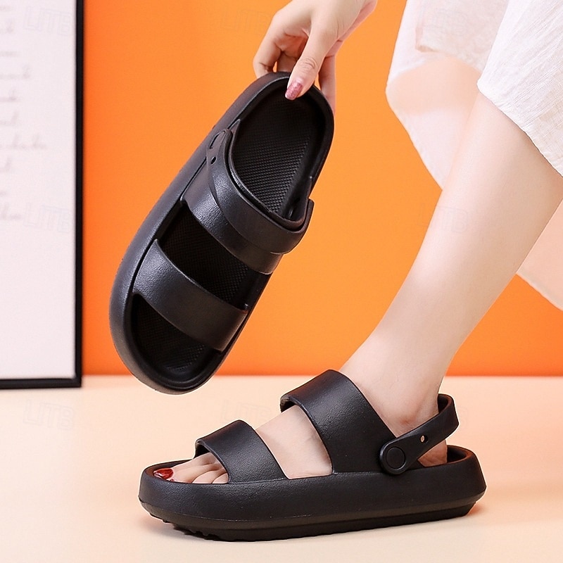Women's Slides Sandals Mens Summer Platform House Non-slip Bedroom Open Toe Indoor and Outdoor Cloud Pillow Slippers