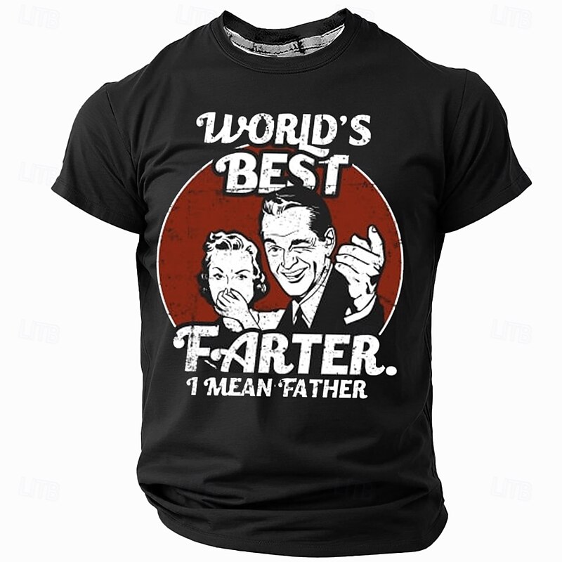 Mens Funny T-Shirt World's Best Farter I Mean Father Dad Joke Short Sleeve Graphic Tee4