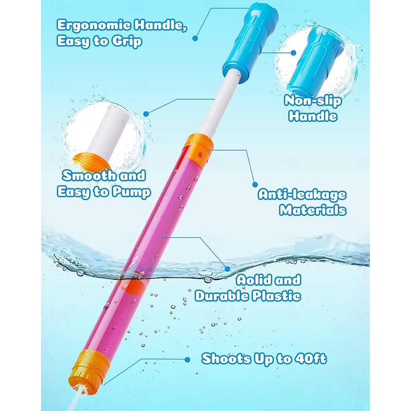 6 Pack Water Gun Squirt Toys for Kids Adults: Shoot Up to 40 Feet - Outdoor Super Blaster Water Guns for Kids Age 3-4-5-8-12 Bulk - Fun Water Squirter Toy for Swimming Pool Beach Summer Outside Party Games(Random Color)4