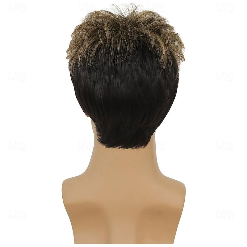 Brown Short Wigs for Men Mixed Blonde Natural Layered Synthetic Male Hair Wig for Daily Use4