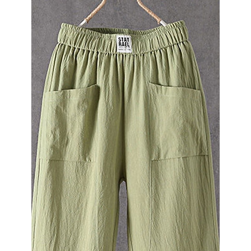 Women's Chinos Harem Pants Solid Color Vintage Fashion Streetwear Ankle-Length High Waist Plain Pocket Elastic Waist Comfort Outdoor Micro-elastic Vacation Street Daily Apricot Grey Black White2