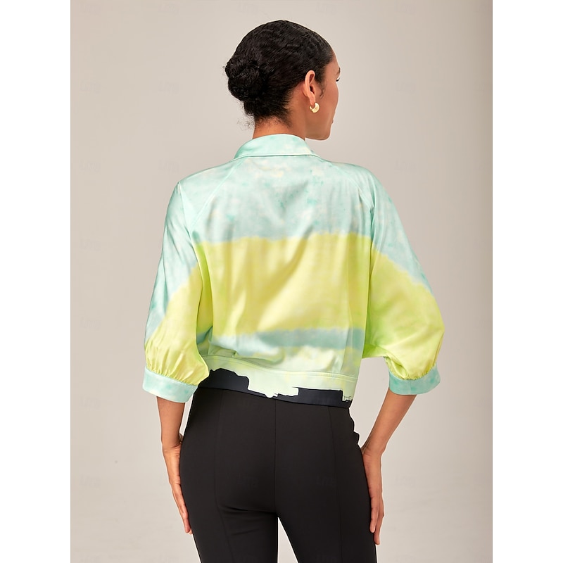 Gradient Background Palm Tree Tie-Front Top  Casual Vacation Style2