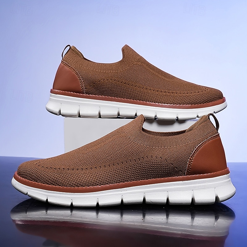 Men's Slip-On Knit Sneakers – Lightweight Breathable Casual Walking Shoes for Summer Travel and Daily Wear3