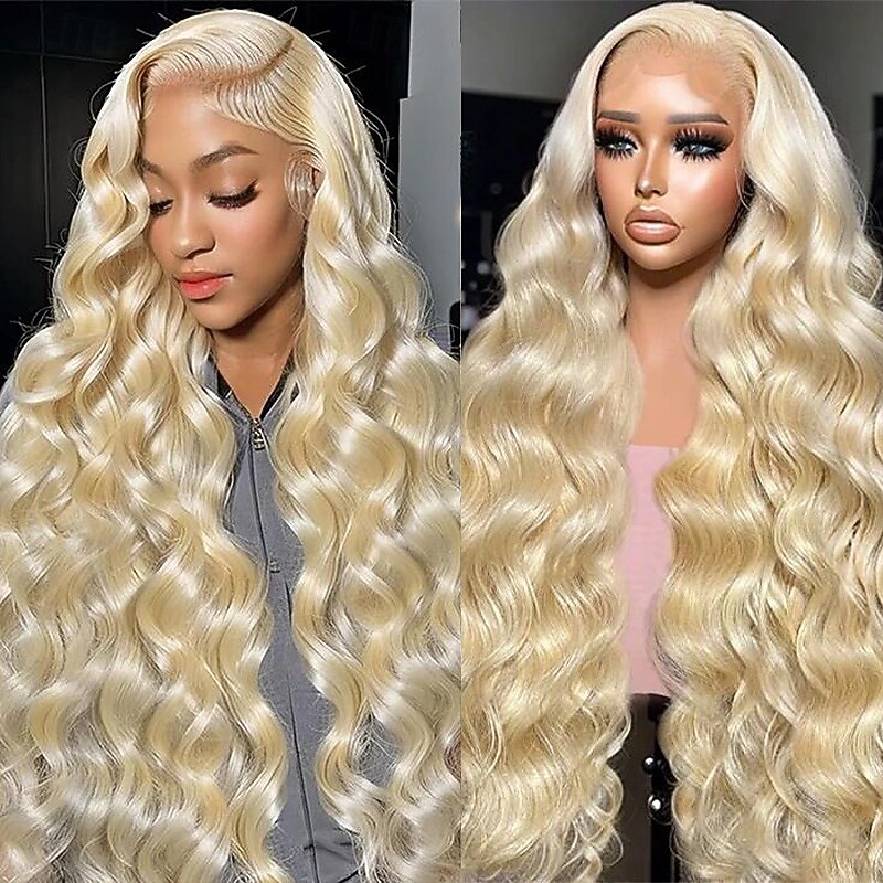 613# Blonde Human Hair Wig Front Lace 13*4 Body Wave Human Hair Lace Wig 150% Density For Black Women