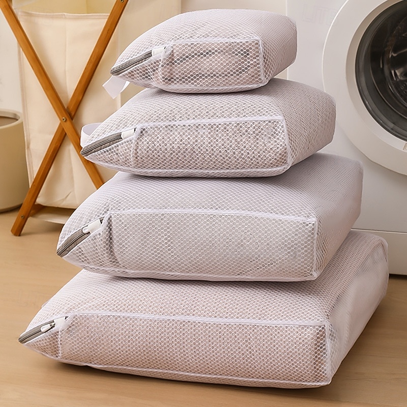 6 Pack  Honeycomb Mesh Laundry Bags Set for Delicates, Standable Lingerie Washing Bags with Handles & Hidden Zippers for Bra, Blouse, Jeans, Stocking3