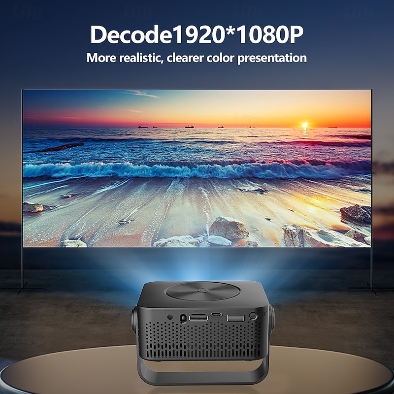 Portable Projector Native 1080P 4K Auto Focus and Keystone Correction 360 Adjustable Stand Detachable Portable4