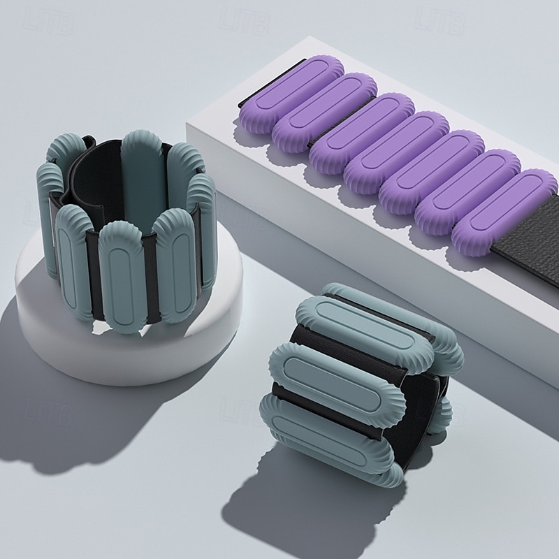 1 Pair Silicone Weighted Wristbands for Swimming and Fitness, Adjustable Wrist and Ankle Weights for Pilates Outdoor Sports Exercise Training4