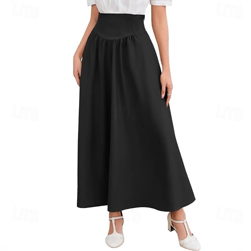Retro Vintage Punk & Gothic Medieval Ankle Length Skirt Maxi Skirt Solid Color A-Line Fancy Dress Women's Celtic Pirate Masquerade Casual Daily Adults' Skirt