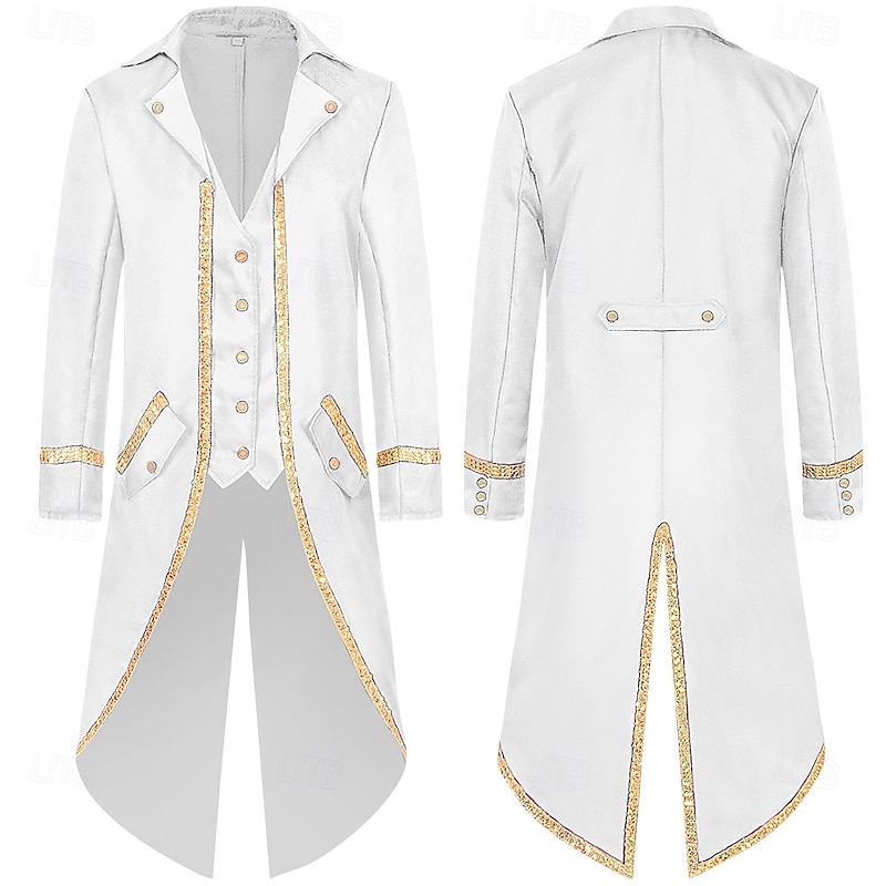 Retro Vintage Rococo Medieval Coat Tuxedo Tailcoat Fancy Dress Men's Royal Halloween Carnival Party LARP Ren Faire Adults' Coat All Seasons4