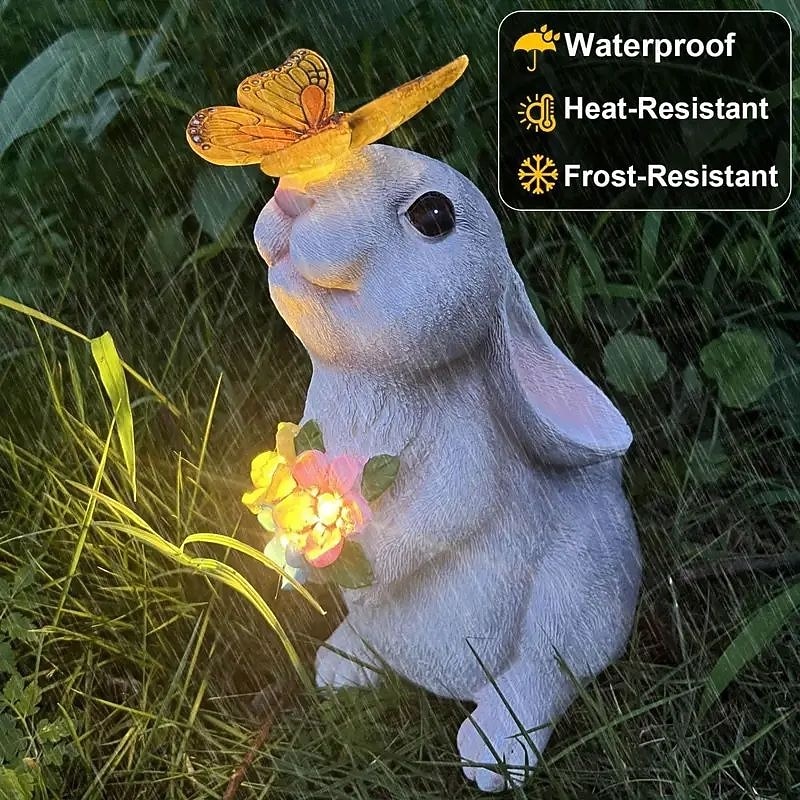 Charming Solar Landescape Lights Rabbit And Butterfly Lawn Lights for Christmas Villa Yard Lawn Pathway Terrace Decoration4
