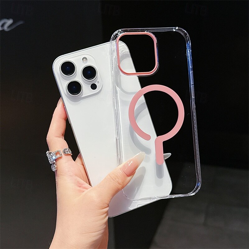 Phone Case For iPhone 16 15 14 Pro Max 13 Back Cover Magnetic Adsorption Translucent Magnetic Support Wireless Charging PC