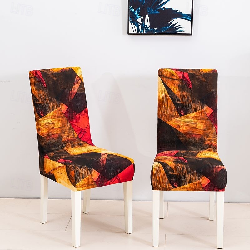 4/6pcs Elastic Dining Chair Cover Slipcovers And Anti-slip Fashion Dining Chair Cover Simple Geometric Printing Chair Protective Cover For Home Decor Hotel Restaurant And Banquet Living Room Dec3