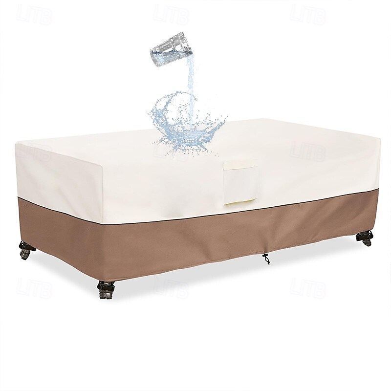 Waterproof  Patio Furniture Cover,420D Oxford Fabric,Silver-coated Polyurethane,Waterproof Rectangular for Table&Chair,Brown&Beige2